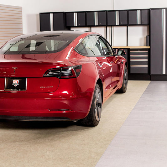 G-Floor Drip & Dry Absorbent (7'6" x 22', Tan) Floor Mat with Waterproof Vinyl Backing for Protecting Your Garage Floor - Just Unroll to Install!