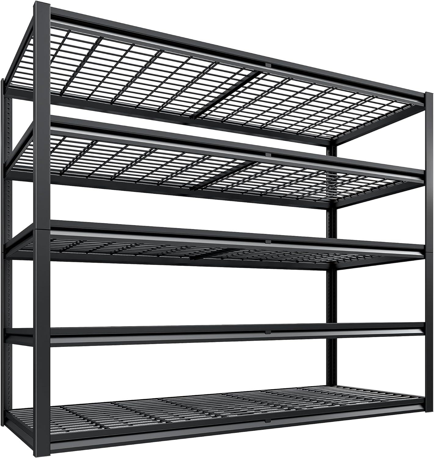 REIBII 78" H Garage Shelving Heavy Duty Load 3000LBS, Adjustable Storage Shelves, 5 Tier Metal Shelving Unit for Storage Racks Industrial Shelf, 55.2" W x 26" D x 78" H, Black