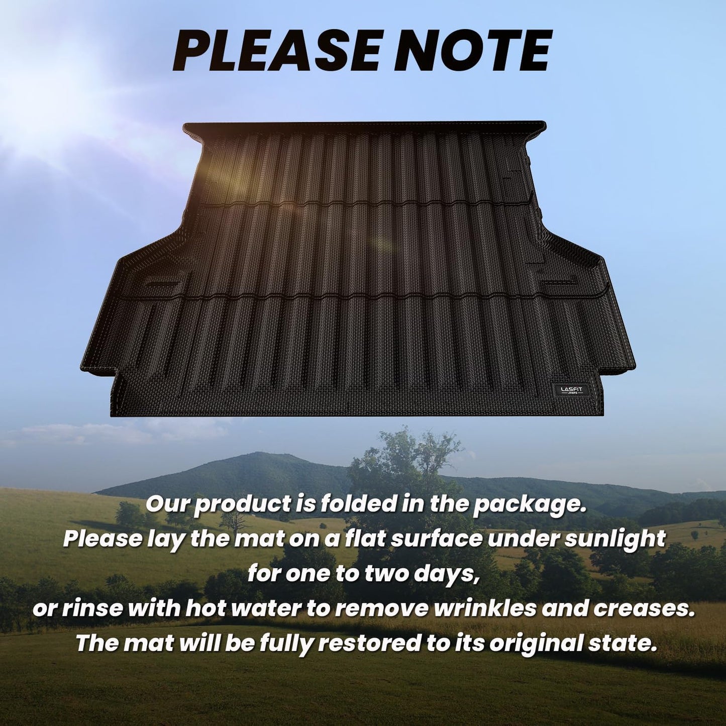 LASFIT Truck Bed Mat for Ford Ranger (5FT, 59.6" Bed) 2025 2024 All Weather Protector TPE Car Bed Floor Liner - 1PC Black