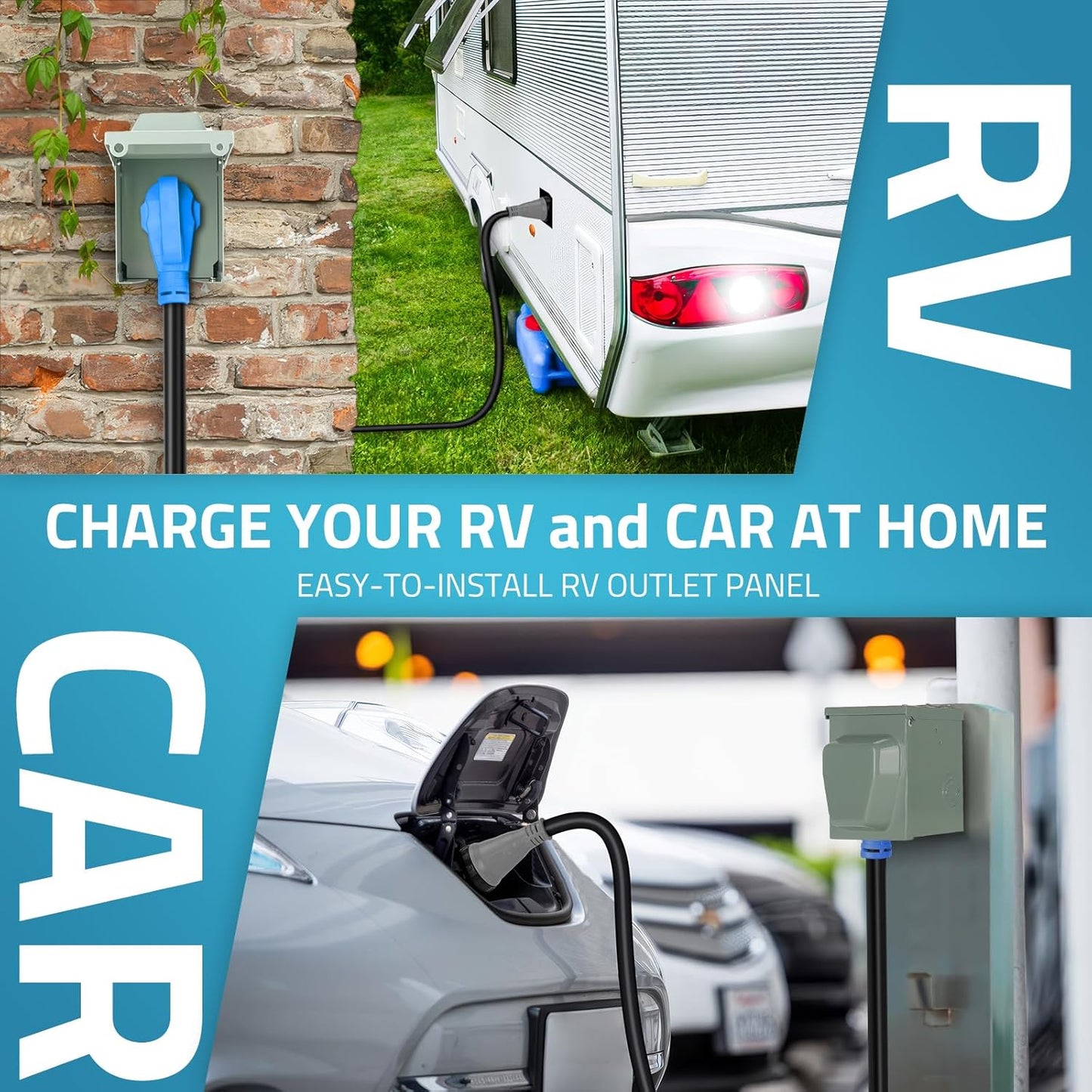 PAULINN 30 Amp RV Power Outlet Box, Nema TT-30R 125V RV Outdoor Panel Enclosed & Lockable for Outdoor Receptacle, Weatherproof, UL Listed, for RV Camper Travel Trailer Electric Car Generator