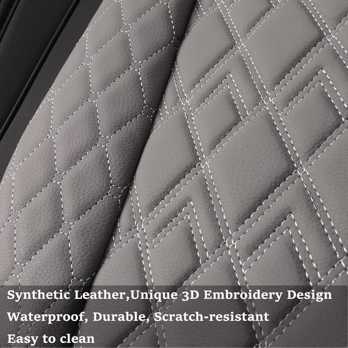 JOJOBAY Car Seat Covers for Dodge Ram 2 Pcs Front,Fit Ram 2009-2025 1500/2500/3500 Pick-up Truck,Crew,Regular,Quad,Mega Cab,Waterproof Leather Seat Covers Protectors（2 PCS Front,Black-Grey）