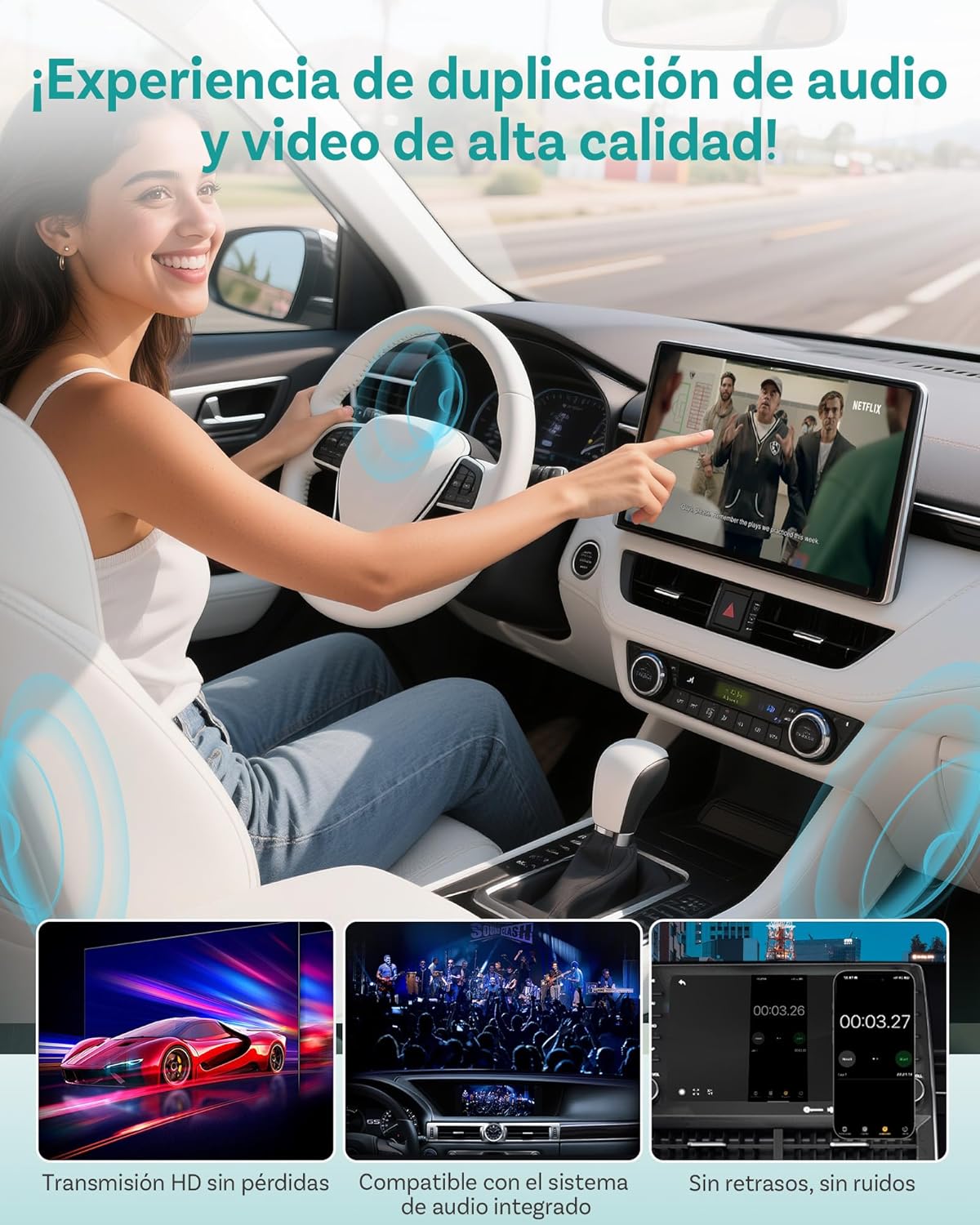 OTTOCAST Mirror Touch Wireless CarPlay Adapter - Bi-Directional Phone Mirroring & Dual Mode for Factory Wired CarPlay - Seamless iPhone & Android Integration