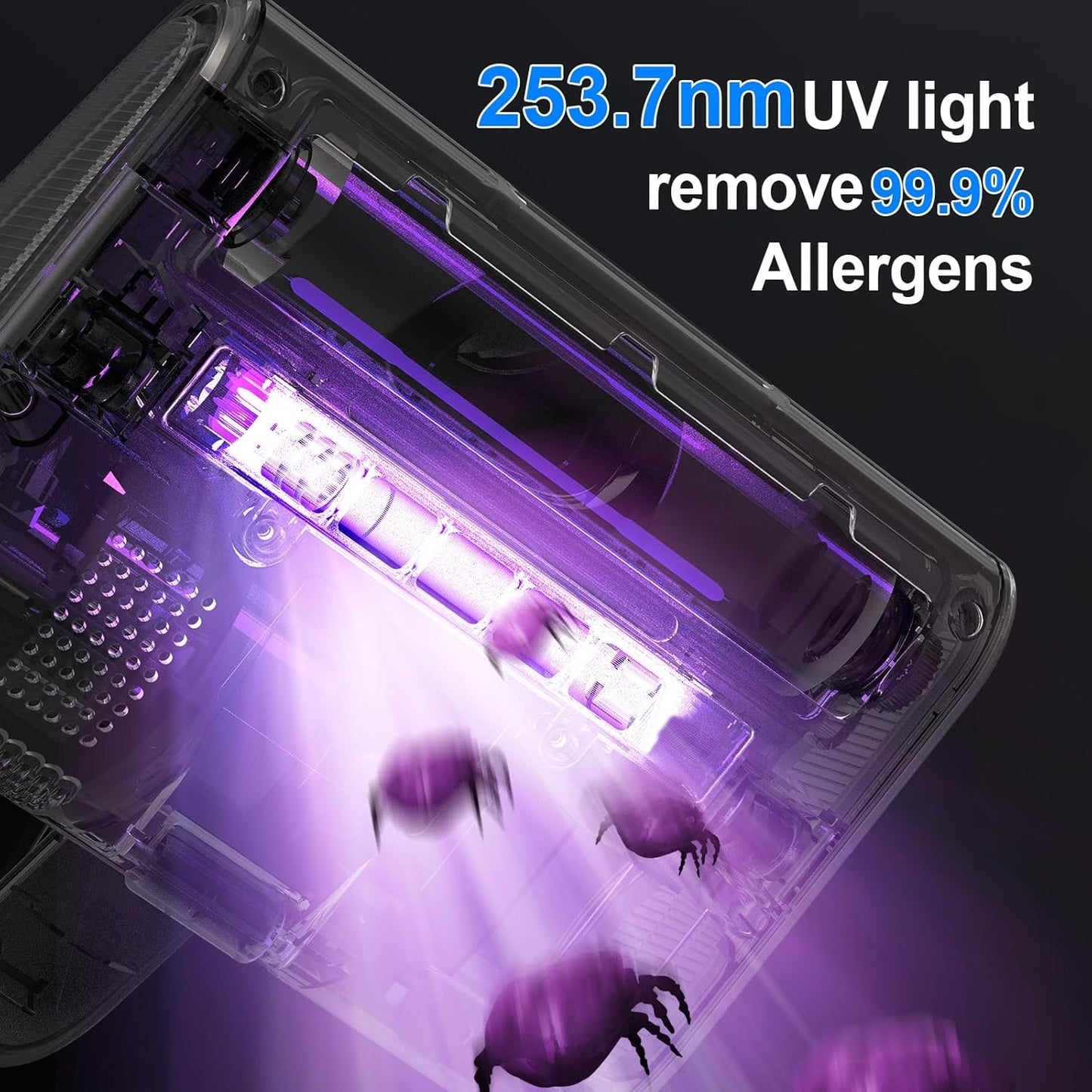 Mattress Vacuum Cleaner,13Kpa Powerful Suction Bed Vaccum Cleaner with UV-C Light,LED Headlights and High Heating Tech,1.2kg Light Weight Handheld vaccum for spot Cleaning,Sofa,Couch Fabric Cleaner