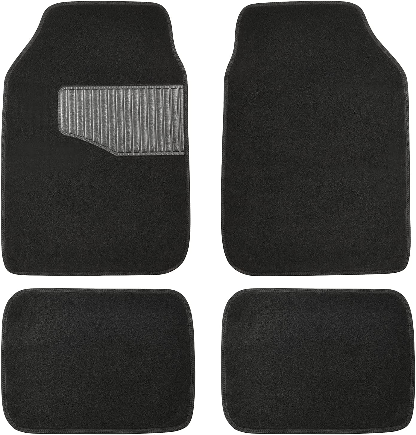 Amazon Basics Universal Fit Rubber Carpet Floor Mats For Car SUV Van & Truck, 4 count (Pack of 1), Black, 25"L x 17.5"W (Front), 13"L x 17.5"W(Rear)