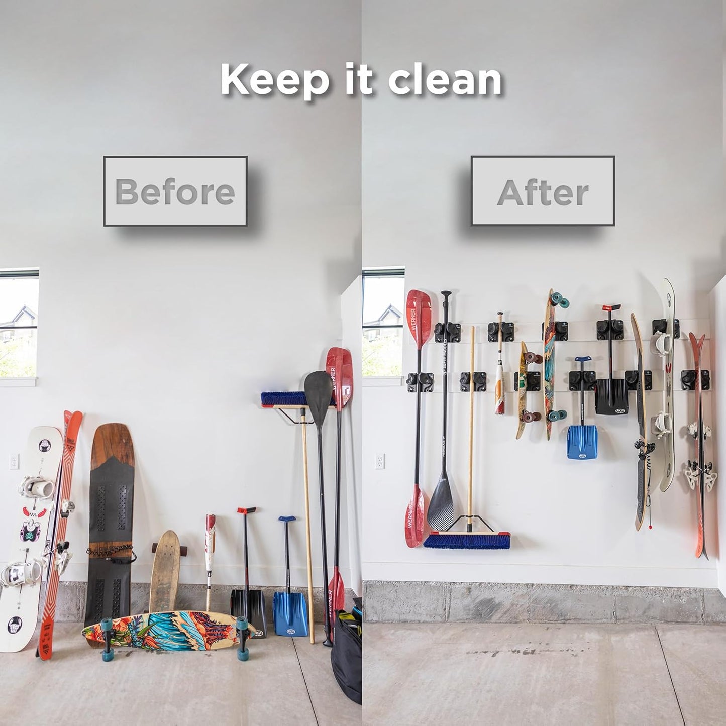 Ultimate Ski & Snowboard Wall Rack | Secure, Non-Slip Storage | Fits Any Ski/Board | Garage Organization | Ski Storage Rack | Snowboard Storage Rack | Winter Gear Organizer | 1 Pck