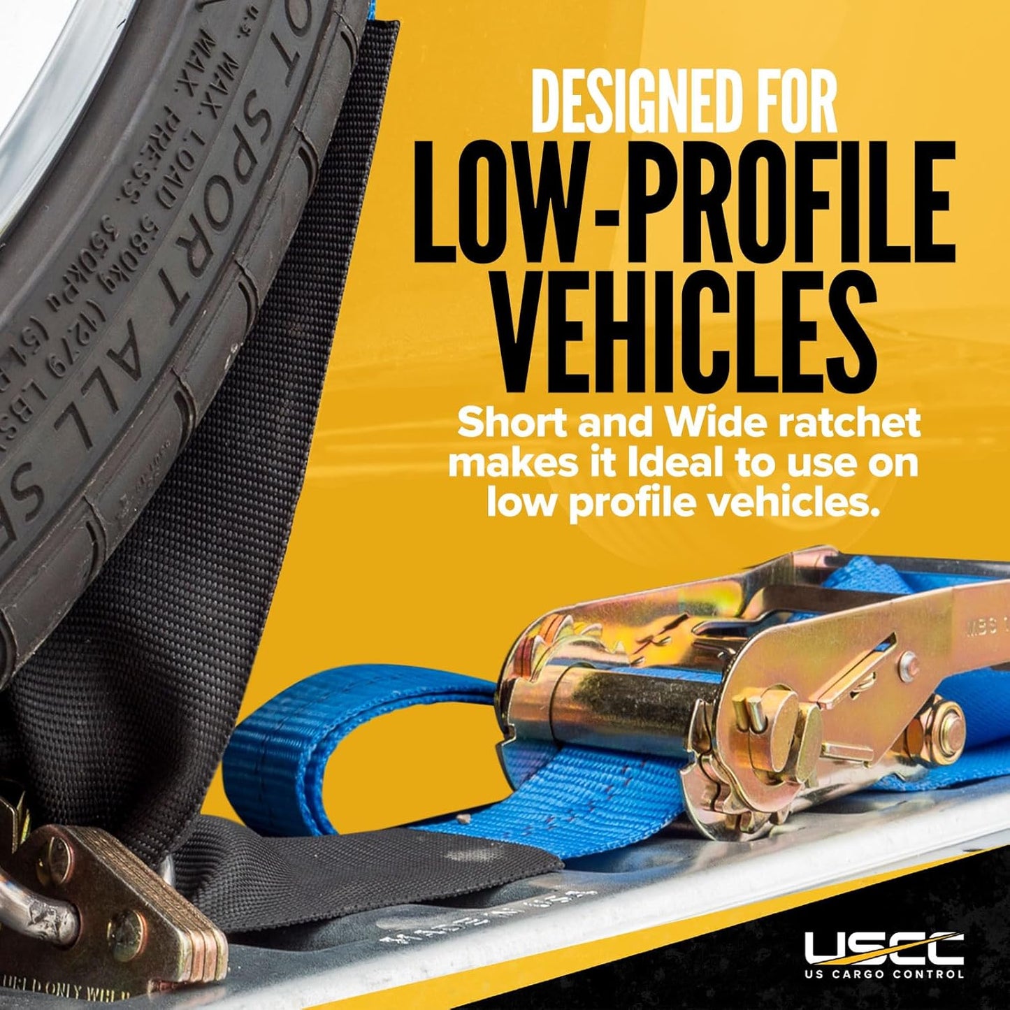 US Cargo Control E Track Wheel Straps with E-Track Fittings & Three Rubber Blocks (4-Pack), 2 Inch x 11 Foot Car Tie Down Straps for Trailers, Fits Tires 14-30 Inches, 12,000 LBS Break Strength