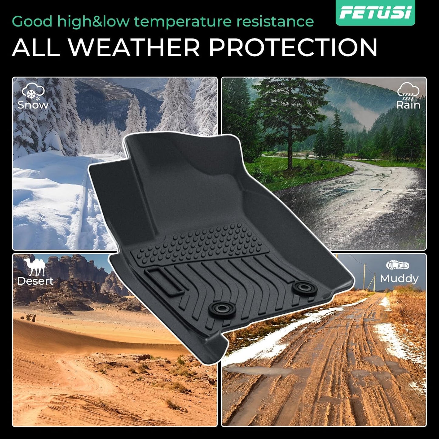 Floor Mats Fit for Toyota Tacoma 2024 2025 Double Cab (Not fit Hybrid),All Weather Floor Liner for Tacoma TPE Custom Fit Car Mats Front&Rear 2 Row Tacoma Accessories Car Mats,Black