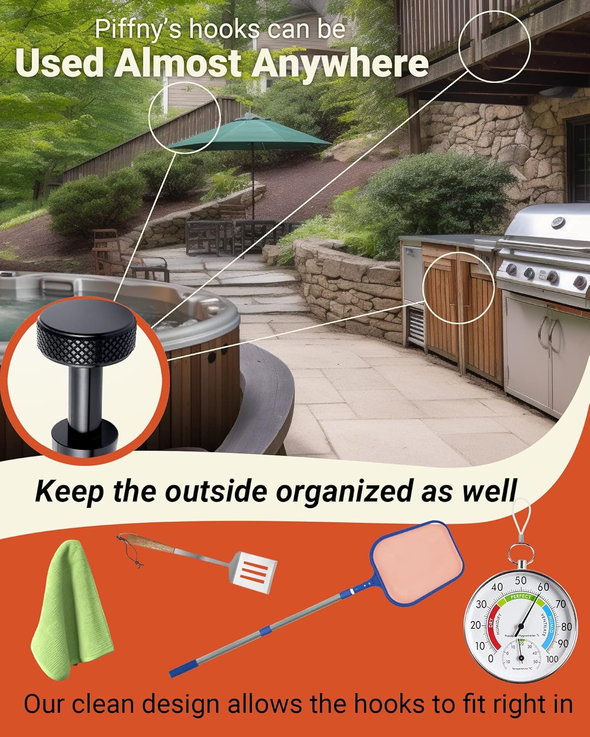 Screw Mount Round Hooks Constructed of Stainless Steel for Towels, Robes, Hats, Jackets in The Bathroom, Bedroom, Kitchen, Entry, and Backyard BBQ Pool Deck - Knurled Gold, 6 Pack