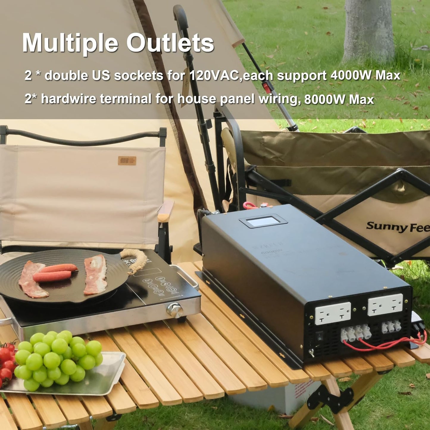 WZRELB 8000W 48V Pure Sine Wave Inverter,48 Volt DC to AC 120V 240V Split Phase Power Inverter,2*AC Hardwire Terminal,16KW Surge,High Efficiency up to 91.6% with LCD Display