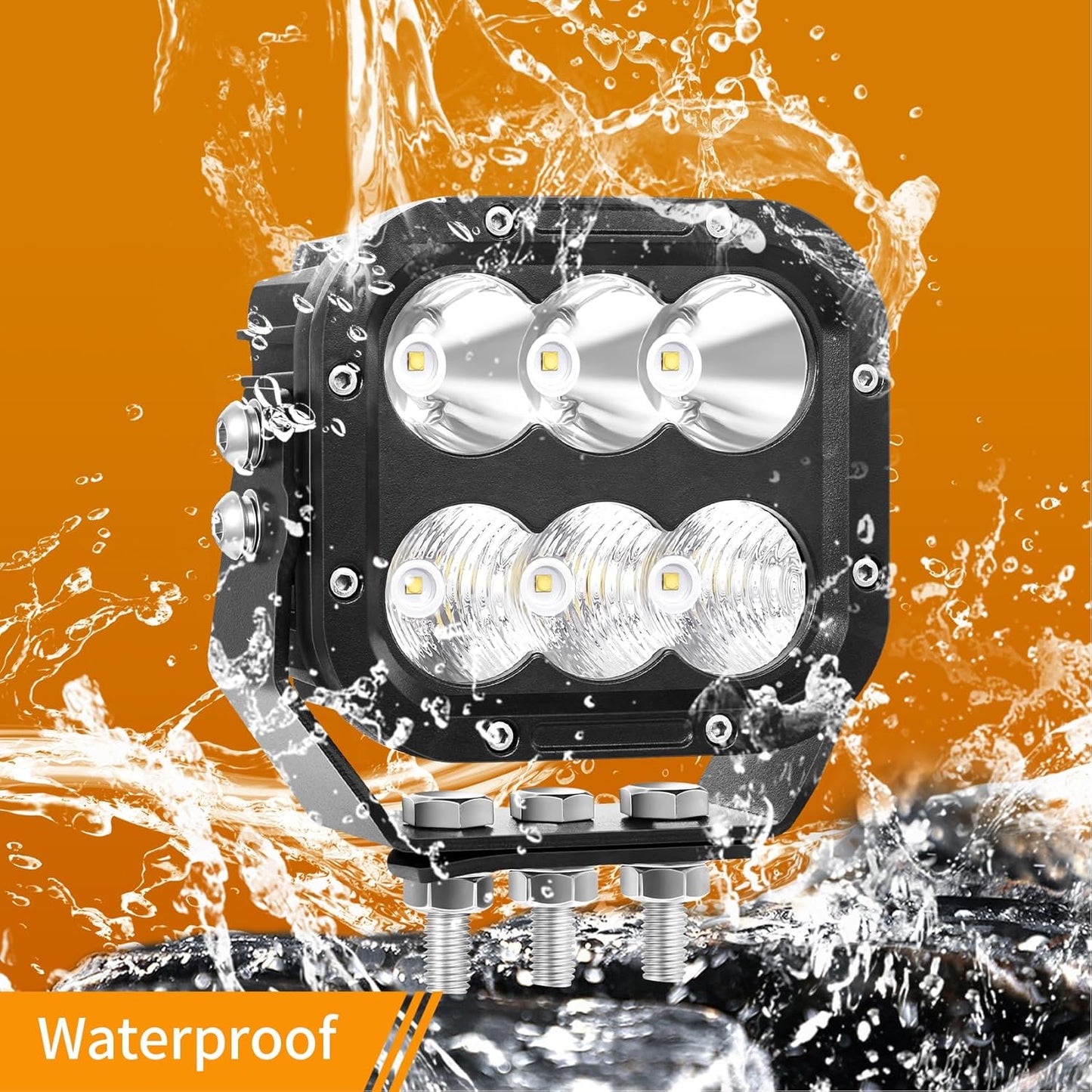 Cube LED Off Road Lights, 5 Inch 120W 10000lm IP68 LED Driving Lights Pods, Ultra Bright Square Combo Beam for Car Boat ATV UTV RV Golf Cart Pickup Tractor Work Lights 12V 24V, Pair