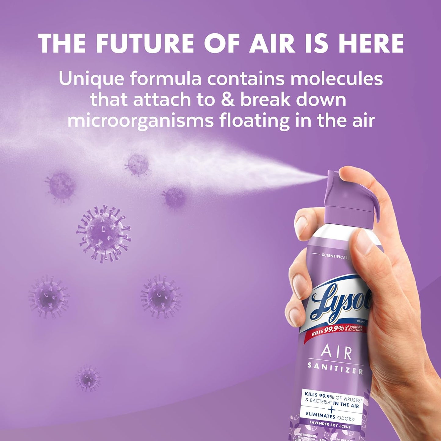 Lysol Air Sanitizer Spray with Odor Eliminator for Home & Office, Sanitizing Spray, Air Freshener Alternative, Lavender Sky Scent, 10 oz (Pack of 3)
