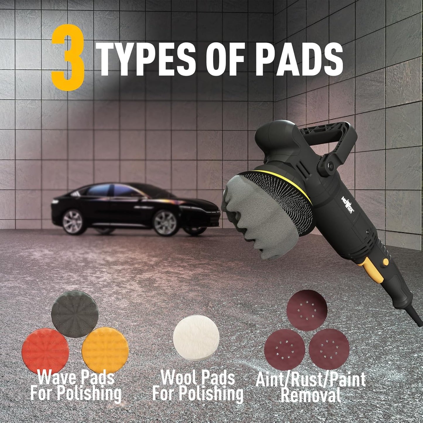 6" Dual Action Buffer Polisher,1200w polisher,6 Variable Speed Car Buffer Polisher with Detachable Handle,Pulidora De Autos For Car, Boat Sanding, Polishing, And Waxing