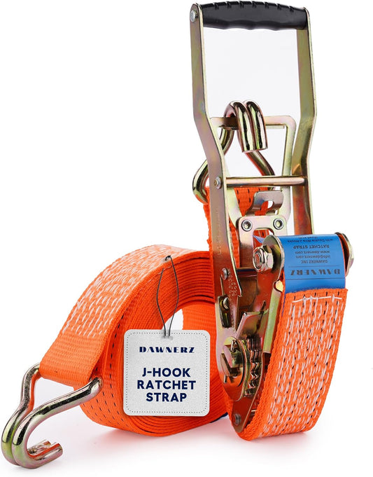 Heavy Duty Ratchet Straps 2 inch 30 ft - 11000 Lb Breaking Strength Double Wire J Hook Tie Down Ratchet Straps for Trucks and Trailer
