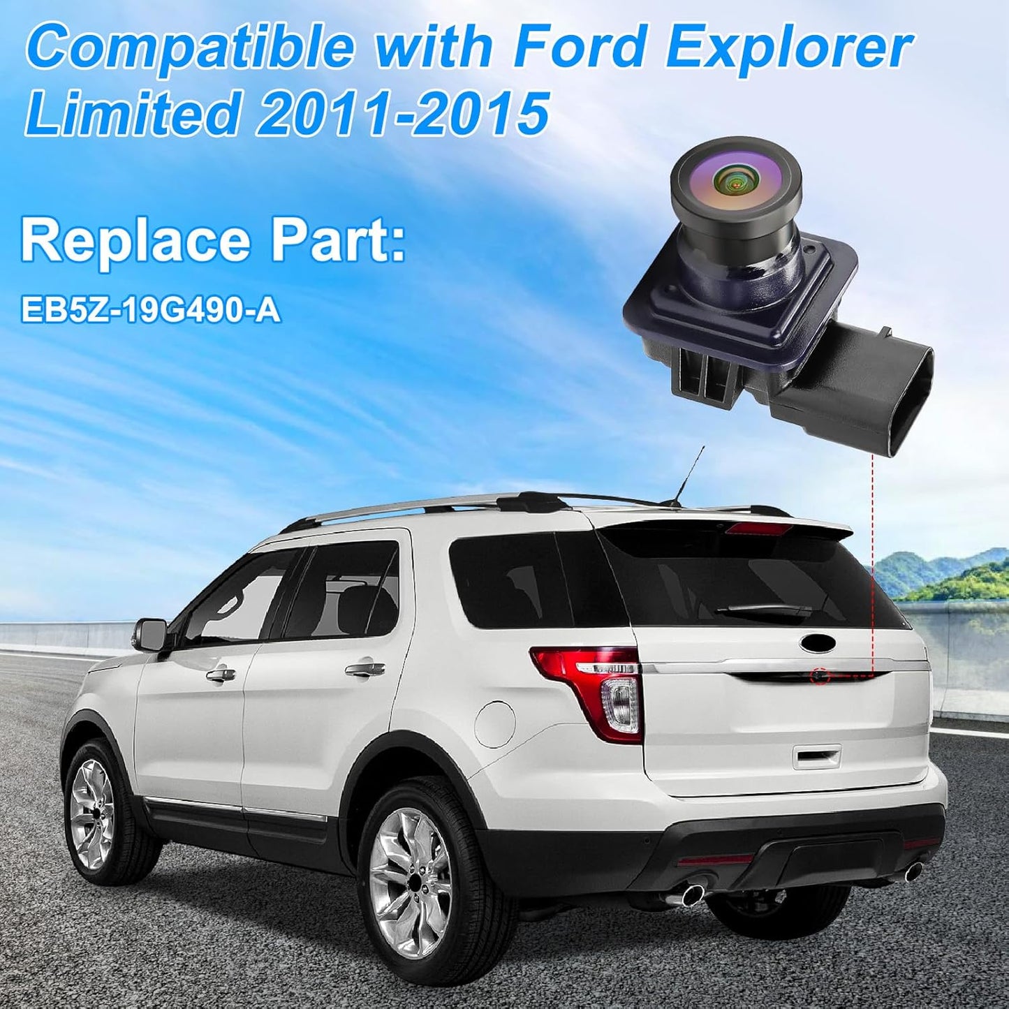 EB5Z-19G490-A Rear View Backup Camera Compatible with Ford Explorer Limited 2011 2012 2013 2014 2015 Waterproof Parking Assist Rear Camera 170° Angle HD Night Vision