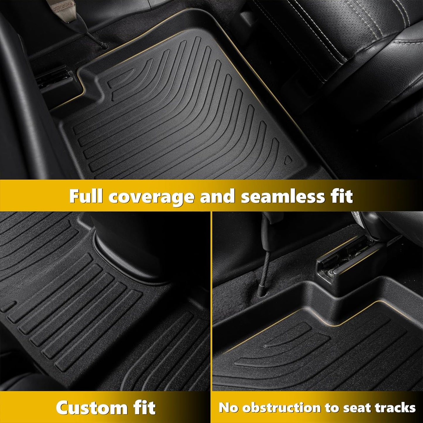 GINOWY-Floor Mats for Lincoln Aviator 2020-2024 2025, Car Mats for Lincoln Aviator, Aviator All Weather Mats, 3 Rows, TPE Floor Liners for Aviator Accessories Mats, Custom Fit Aviator Car Mats