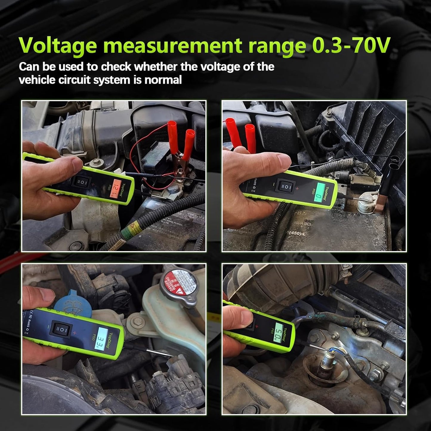 Test Light Automotive Electrical Tool, Topdiag P60 Car Circuit Tester, 12V 24V Power Circuit Probe Kit, 6-30V Vehicle Short Circuit Finder Automobile Voltage Tester, Component Activation Tool