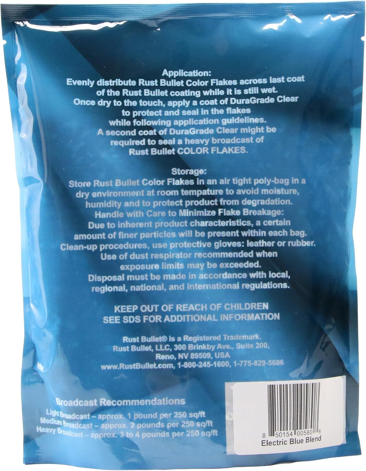 RUST BULLET Decorative Color Flakes - Electric Blue - Customize Concrete Floors with 1 LB of Durable, UV-Resistant Vinyl Chips for Stunning, Long-Lasting Designs