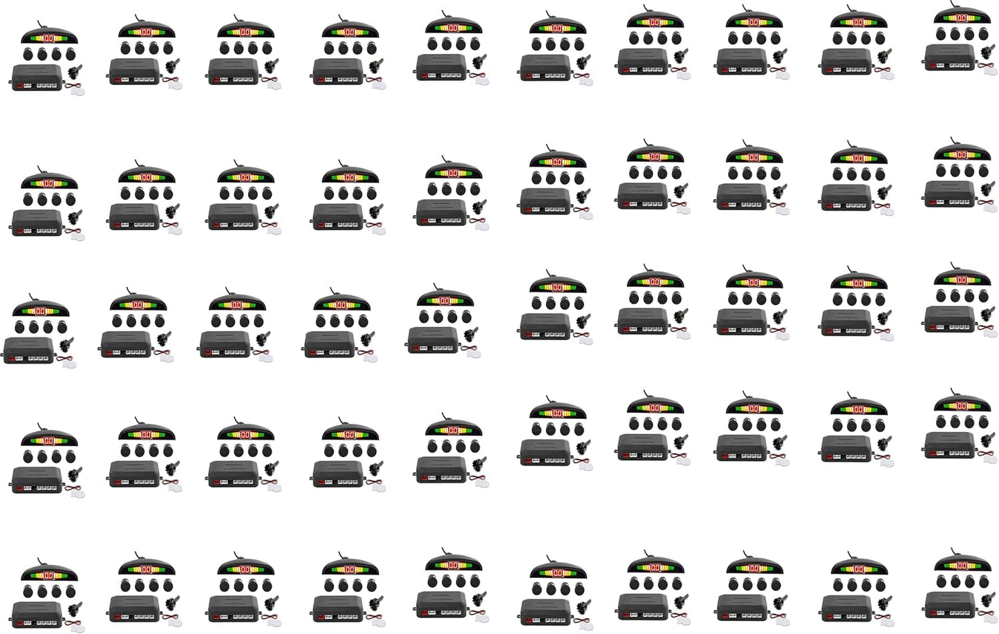 ZONETECH Car Reverse Backup Radar System - Premium Quality 4 Parking Sensors Car Reverse Backup Radar System with LED Display (50 Pack)