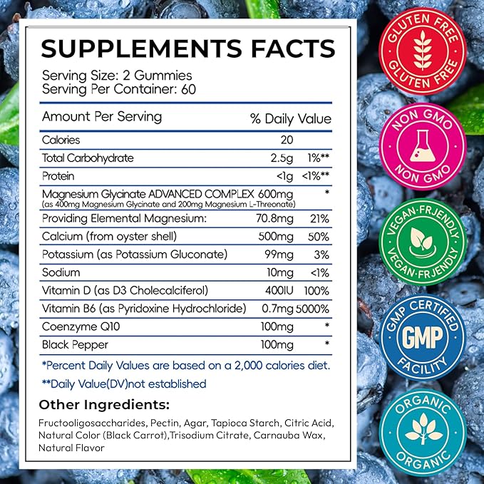 Magnesium Glycinate Gummies 600mg, Sugar Free Chewable Magnesium Gummies for Adults & Kids Relaxation, Bone Health, Stress Relief, Night Rest, No Melatonin, Gluten Free, Non GMO, Pectin, 240 Count