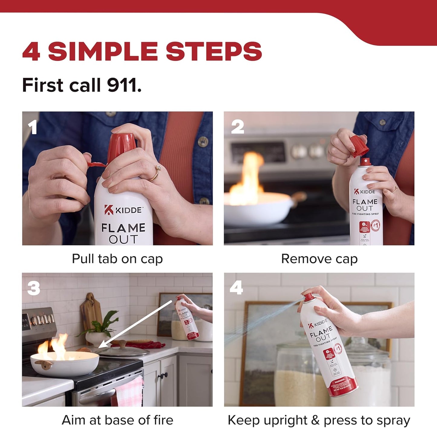 Kidde Flame Out Fire Fighting Spray, 17.6 oz, for Home Use, Kitchens, Dorms, Apartments