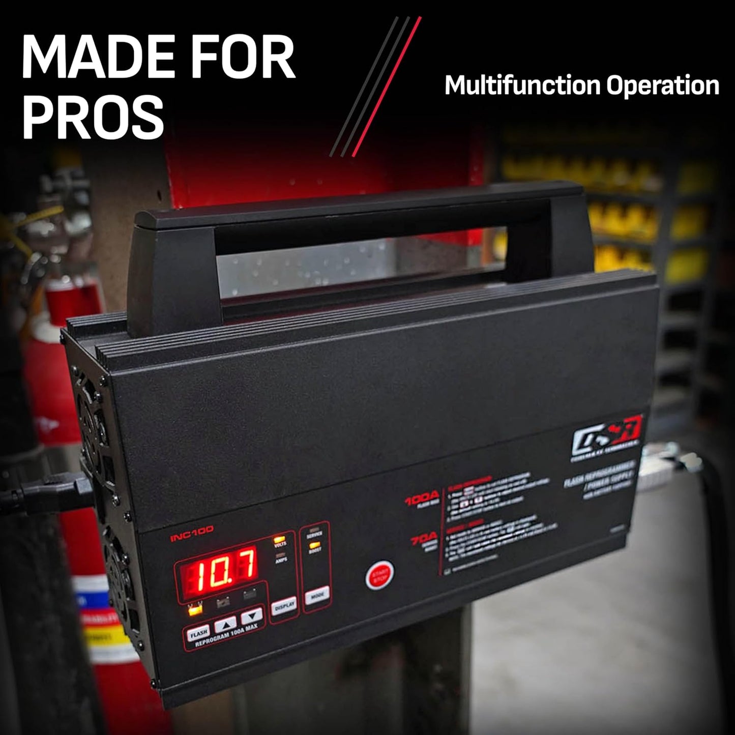 Schumacher Electric 100A Car Battery Charger and Power Supply, DSR Professional Grade, Service Mode, Flash Reprogram, Boost Charge, INC100, for 12V Automotive and Marine Batteries