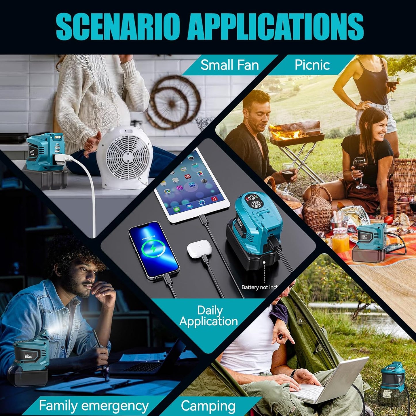 Power Inverter for Makita 18V Battery: Ecarke Portable Power Supply Inverter Convert - 200W DC 18V to AC 110V~120V Battery Powered Outlet with 2 USB&AC Power Station(Bare Tool Only)