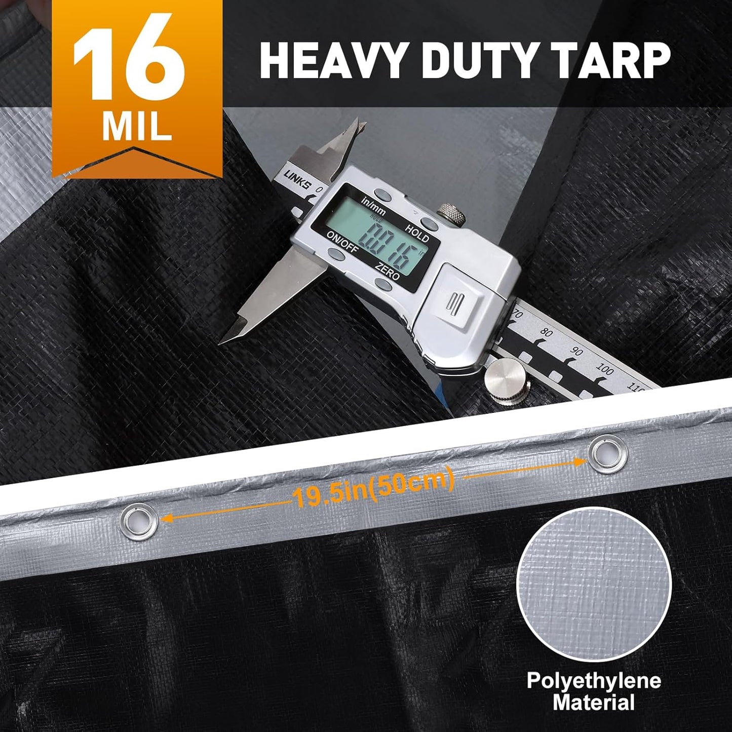 AROIC 10x12FT Heavy Duty Tarps Waterproof, 16 Mil Thick Camping Tarp-15x17 Weave, Large Waterproof Tarp, Tarp Tear Resistant, UV Resistant, Multipurpose Protective Cover for Tent, Car, Roof, Boat