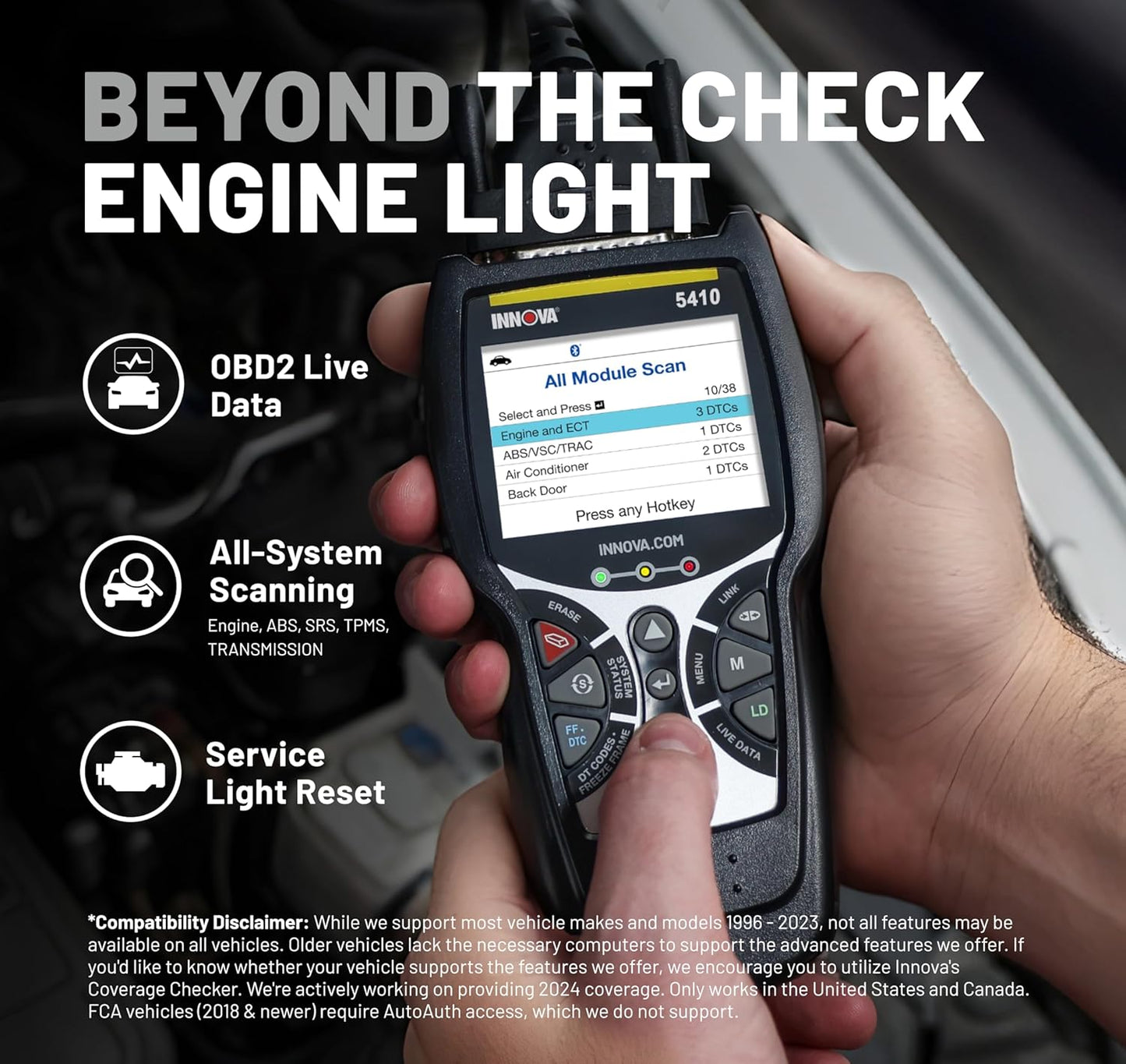 Innova 5410 All-System OBD2 Scanner Diagnostic Tool for Cars & Trucks – Automotive Scan Tools for Engine, ABS, SRS & Transmission, Bluetooth Compatible with America's Top Car Repair App