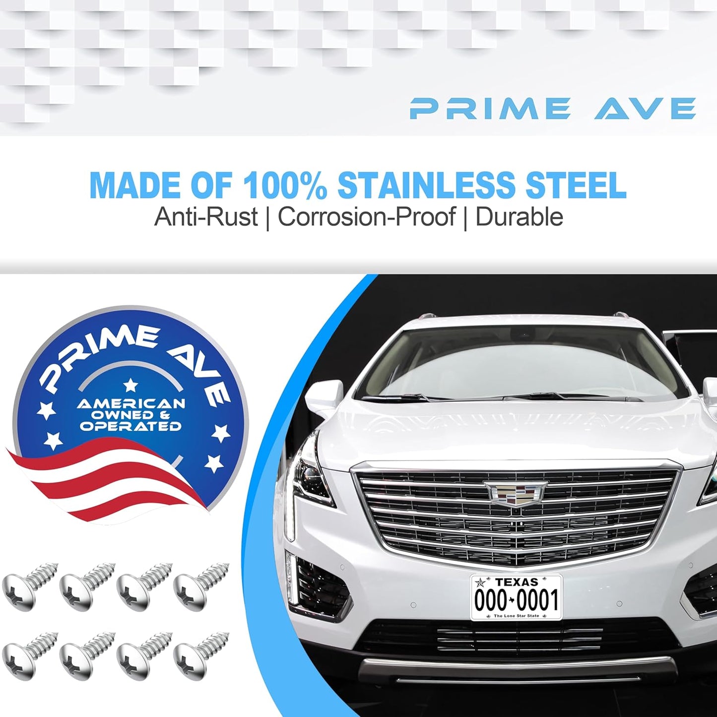 Stainless Steel License Plate Screws for License Plates, Frames, Covers - Rust Proof Licence Plate Screw Set for Front/Rear Compatible with Buick Cadillac Chevrolet GMC