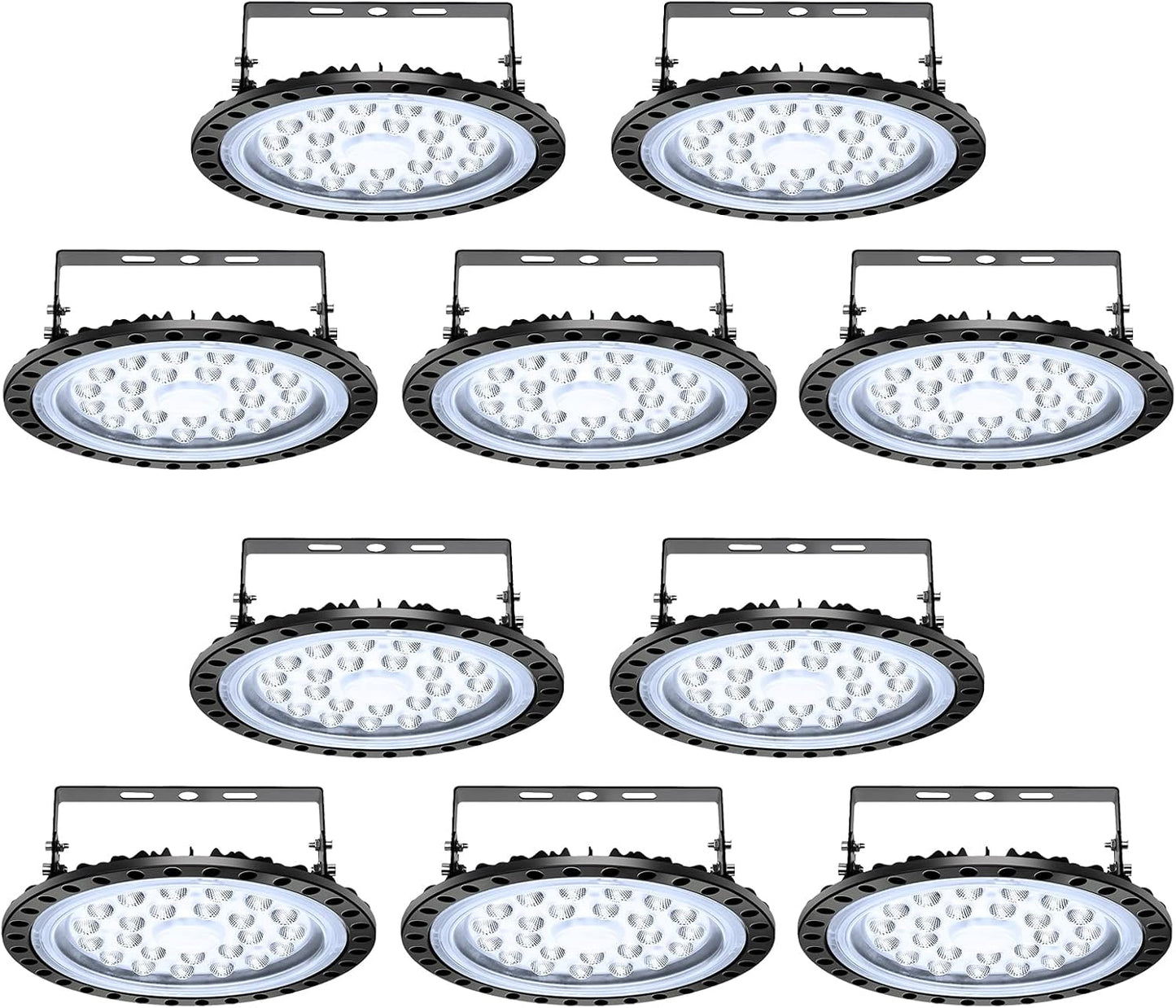 Viugreum 10 Pack 100W UFO LED High Bay Light, 10000LM 6500K Daylight White Led Bay Light Fixtures, IP65 Waterproof Commercial Warehouse/Workshop/Wet Location Area Light