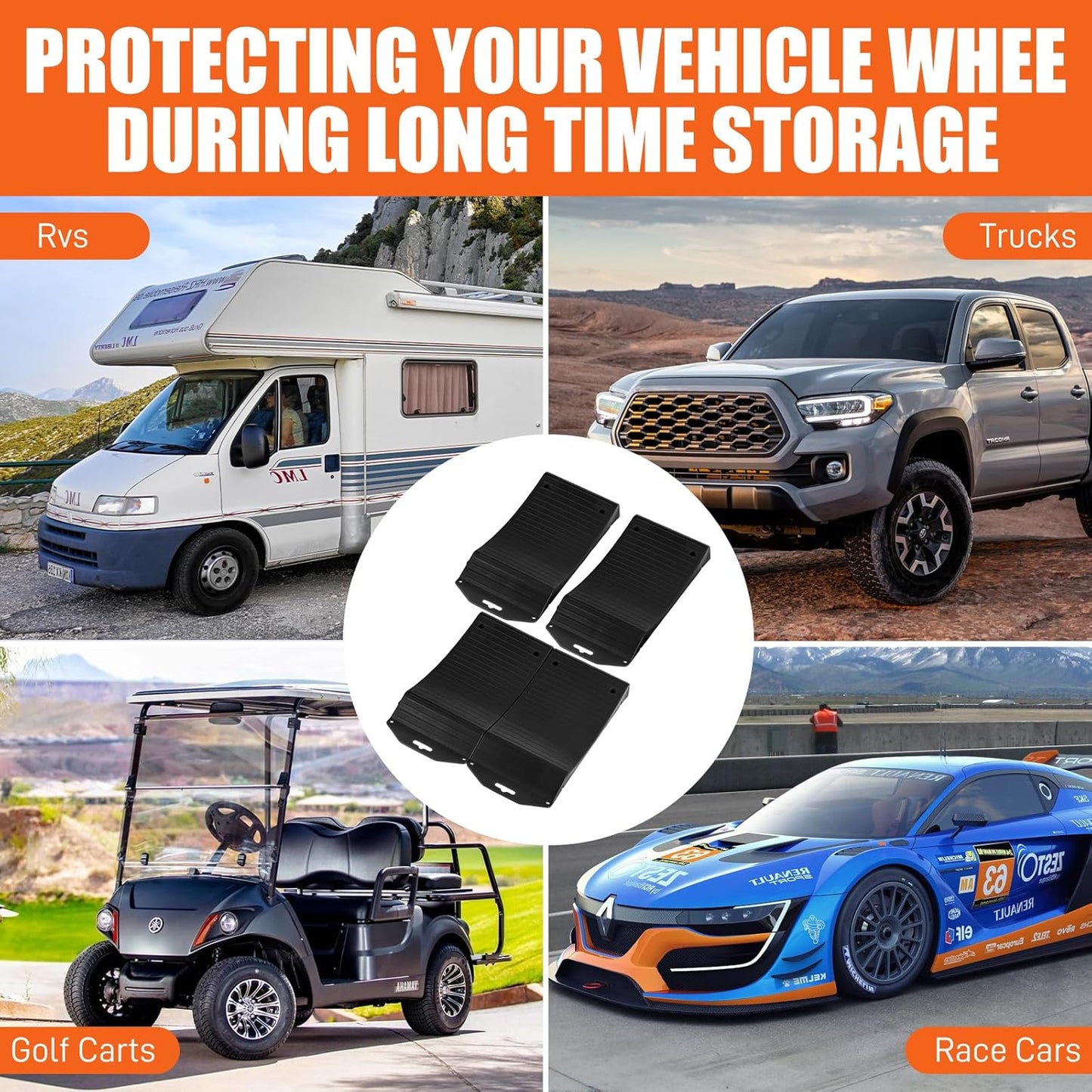 Tire Saver Ramps Anti-Slip Pads Design, 4 Pack Car Tire Wheel Ramps with Carrying Bag for Flat Spot and Flat Tire Prevention, Tire Savers for Storage, Easy to Store