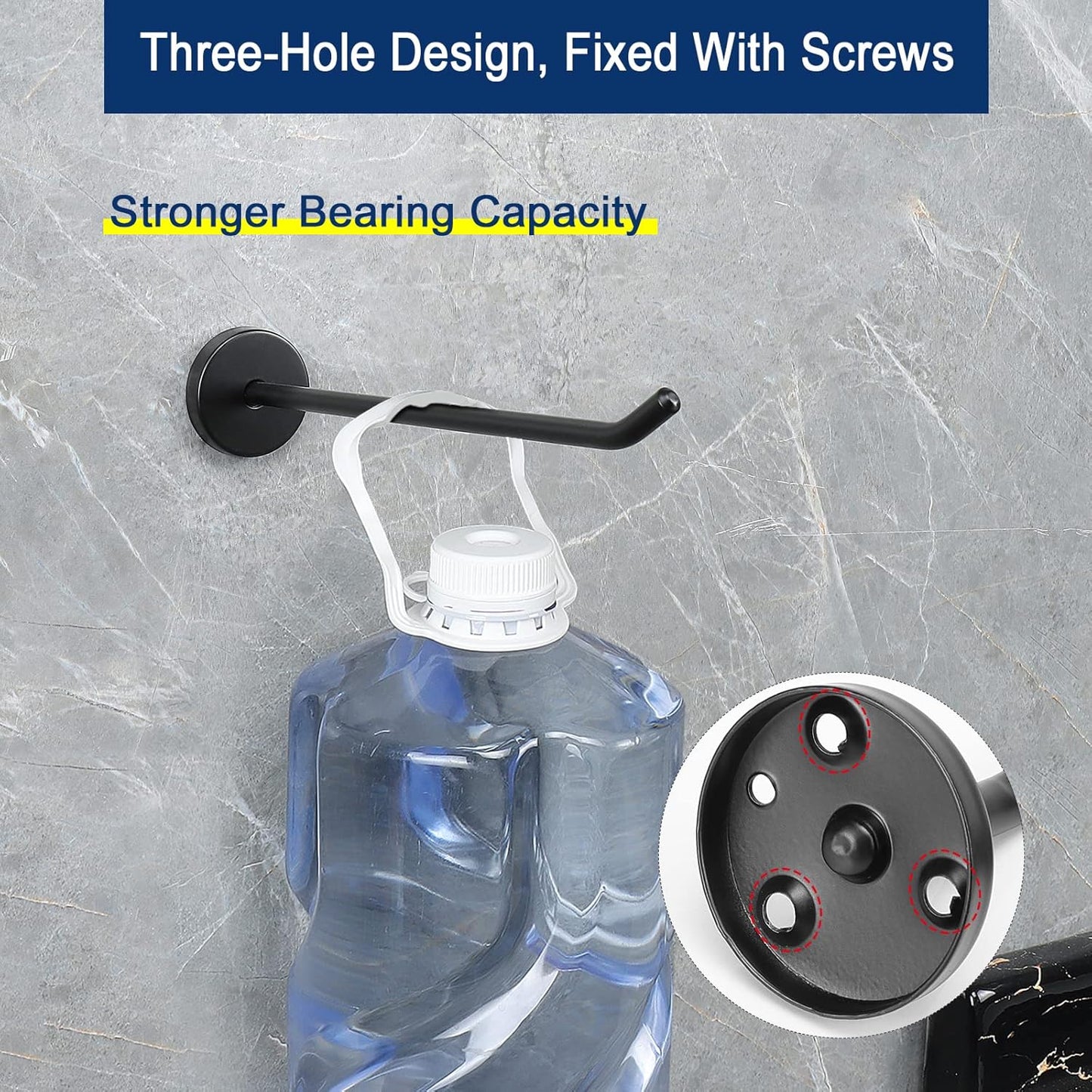 NearMoon Coat Hooks, Wall Hooks for Hanging Hat Hurse Robe, 304 Stainless Steel Heavy Duty Towel Hangers for Bathroom Livingroom Hotel Kitchen Garage, 6 Pack (6 Inch, Matte Black)