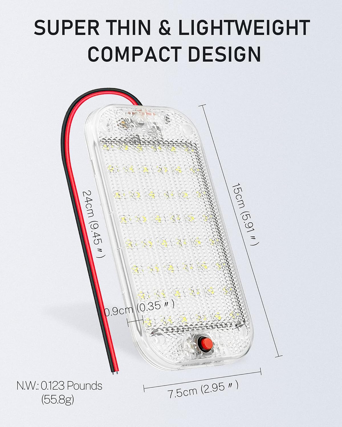 Dome Light for RV Interior, 48LED 800LM Ultra Bright 12 Volt LED White Lights, RV Ceiling Light with Switch Control, Ideal for Car Van Truck Camper Lorry Motorhome Boat(2 Pack)