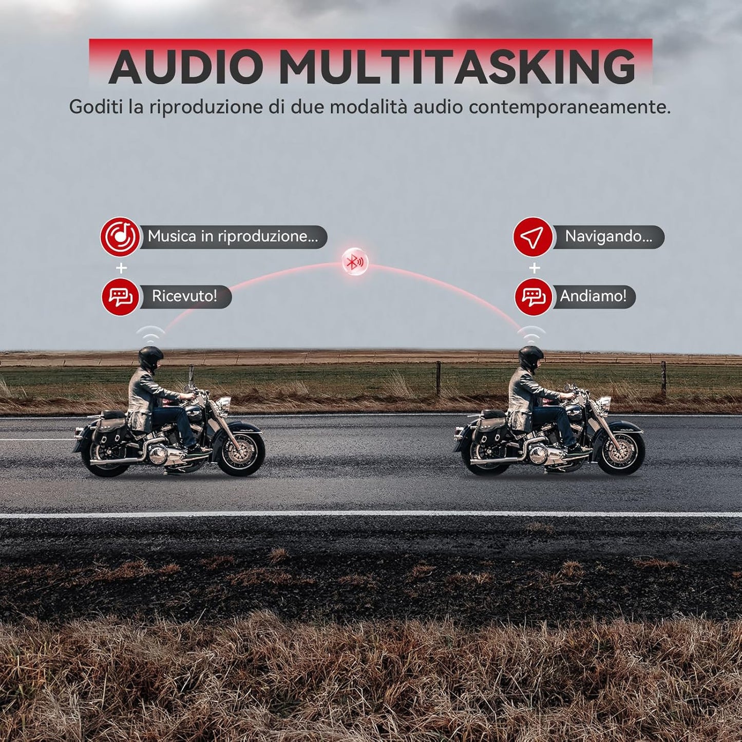 X10 10 Riders Group Mesh Motorcycle Intercom, 3000m Motorcycle Bluetooth Headset V5.3 with Audio Multitasking/Music Sharing, Helmet Communication Systems for ATV/Snowmobile/Ski,1 Pack
