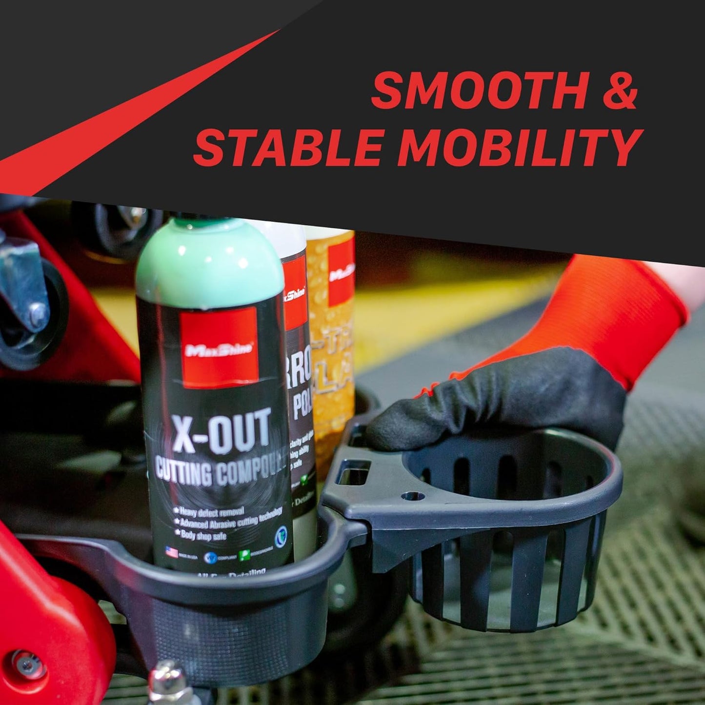 Maxshine Detailing Mini Creeper with Cushion - Mobile Rolling Utility Creeper Seat for Mechanics & Detailers - Perfect for Car Cleaning, Buffering, Polishing, Ceramic Coating, and Car Waxing