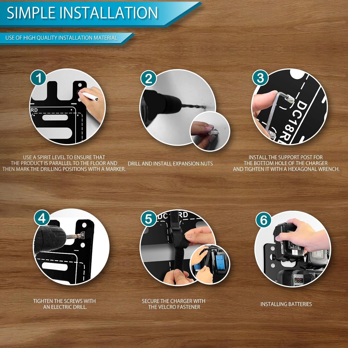 Battery Holder for Makita, Wall Mount for Makita DC18RC DC18RD Chargers, Suitable for Makita Battery Charger 14.4V/18V Batteries and 2 Drilling Screwdrivers, Storage in The Workshop and Garage