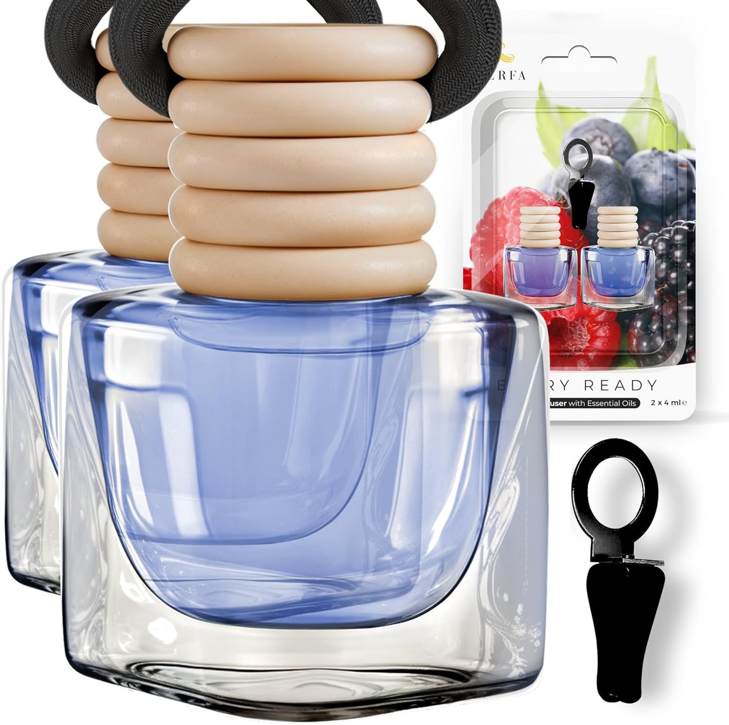 Car Air Fresheners for Women - Mixed Berries Fragrance | Pack of 2 Long Lasting Air Freshener | Odor Eliminator Car Perfume Diffuser with Essential Oils | Car Air Freshener Vent Clip by Perfa