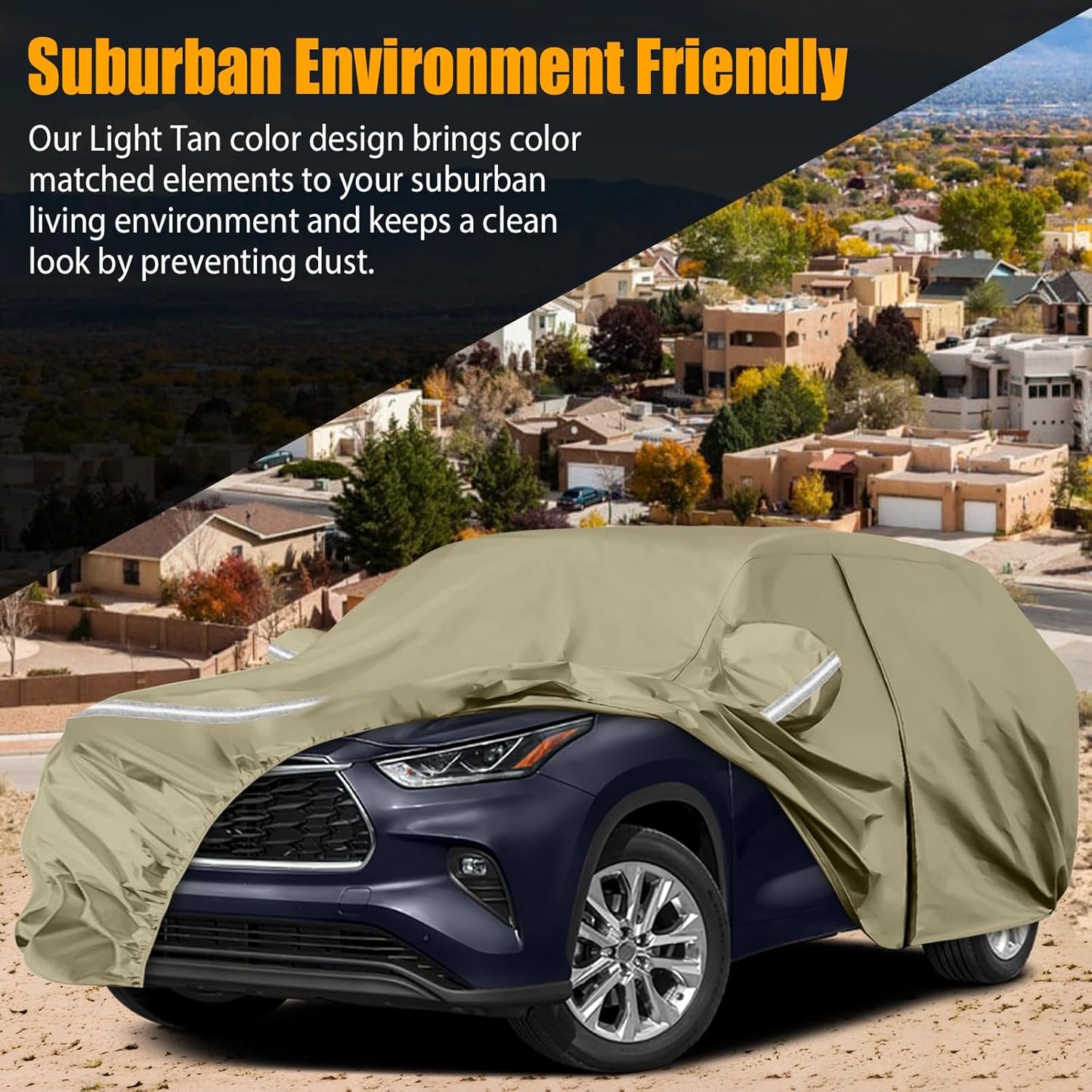 Waterproof Car Covers Replace for 2008-2025 Toyota Highlander, Multilayer Heavy Duty with Cotton Liner All Weather Car Cover with Zipper Door, Windproof Bands for Snow Rain Dust Protection