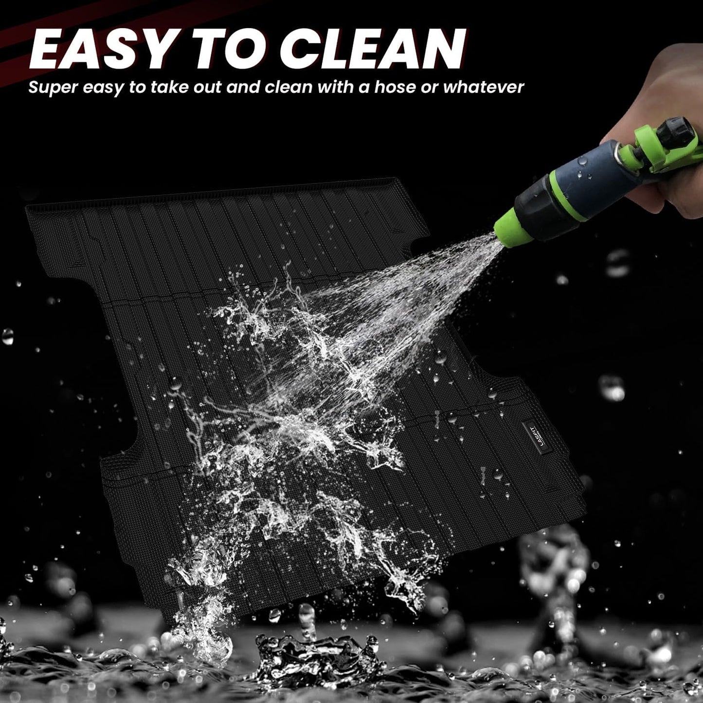 LASFIT Truck Bed Mat 2007-2018 (Only Fit 5.8 FT Bed, Not Fit 6.5FT/8.1FT Bed) for Chevrolet Silverado/GMC Sierra 1500, All Weather TPE Custom Fit Bed Liner, 2007 New Body Only, 1PC Black