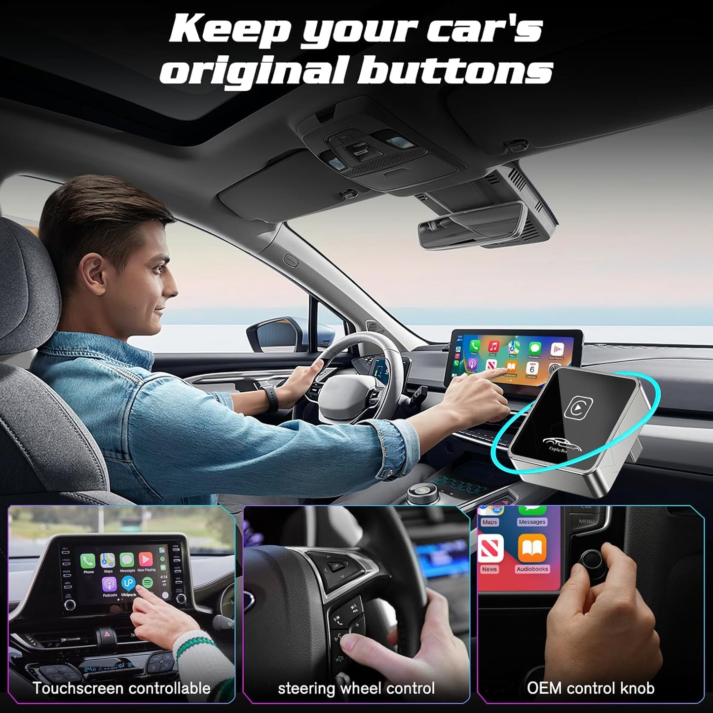 Mini Wireless Carplay Adapter for iPhone, 2025 Stable Universal carplay Adapter, Fast Convert Factory Wired to Wireless CarPlay Dongle Cars for Apple for iOS