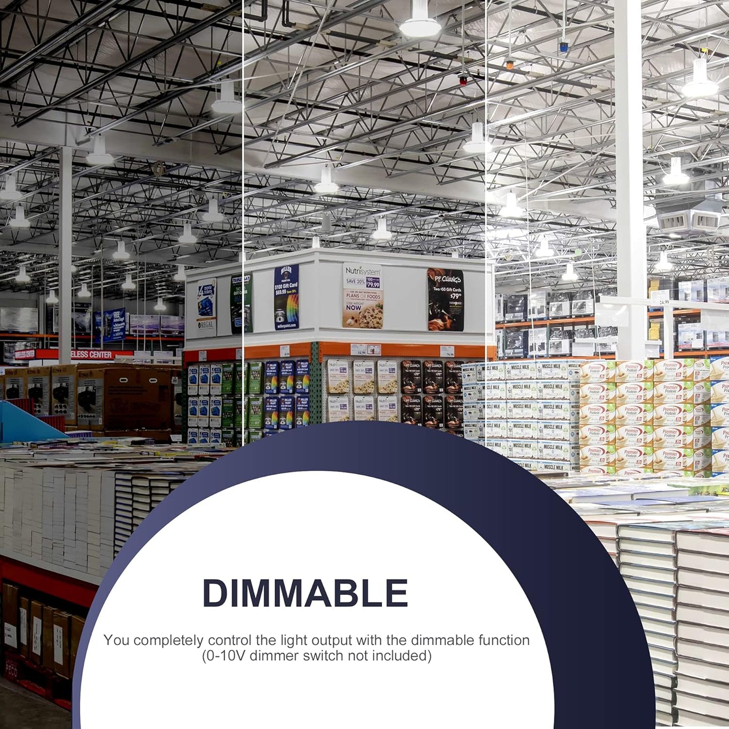 150W UFO-LED-High-Bay-Light,UL & DLC Listed 5000K Daylight 21000LM,0-10V Dimmable LED High Bay Lights,IP65 Waterproof Commercial Bay Lighting Fixture AC100-277V for Warehouse(9 Pack)