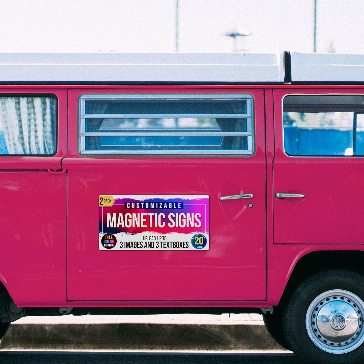 2-Pack,12"x24" Custom Magnet Signs in Full Color for Business and Advertising, 30 mil Customized Vinyl Car Magnets, Personalized Magnetic Sheets for Company Storefront & Vehicles (Rounded Corners D2)