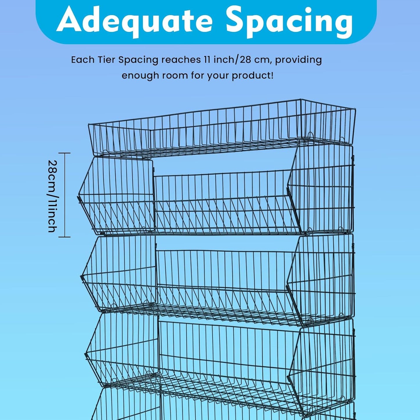 Retail Display Rack 5-Tier Market Merchandise Display Shelf Fruit Store Storage Shelf Vegetable Snack Basket Retail Store Supplies with Wheels for Home Store Market (18" D X 35" W X 55" H)