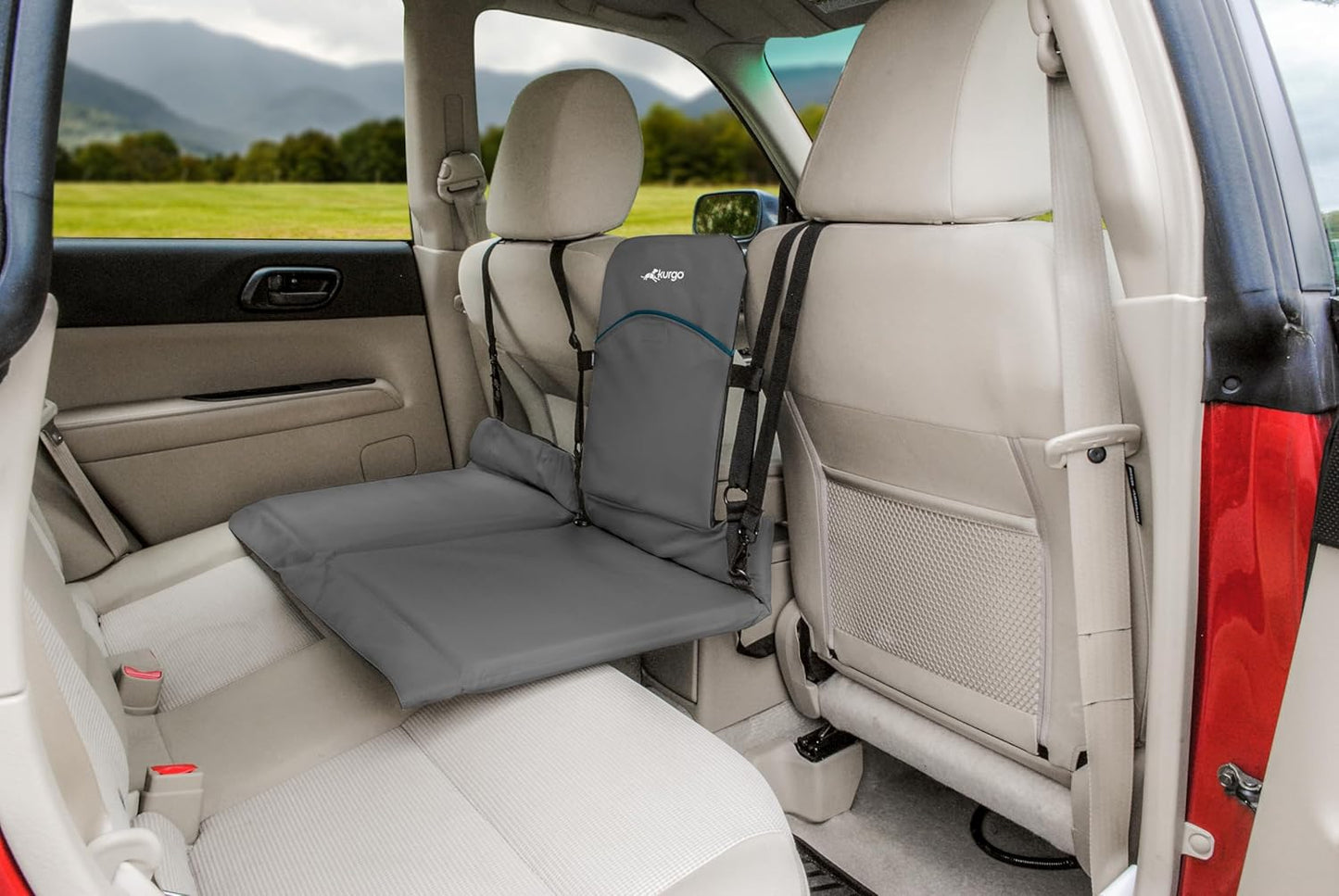 Kurgo Rover Backseat Bridge Dog Car Extender, Seat Bridge for Dogs, Padded Pet Car Barrier, Reversible, Water Resistant, Universal Fit, Up to 75 lbs