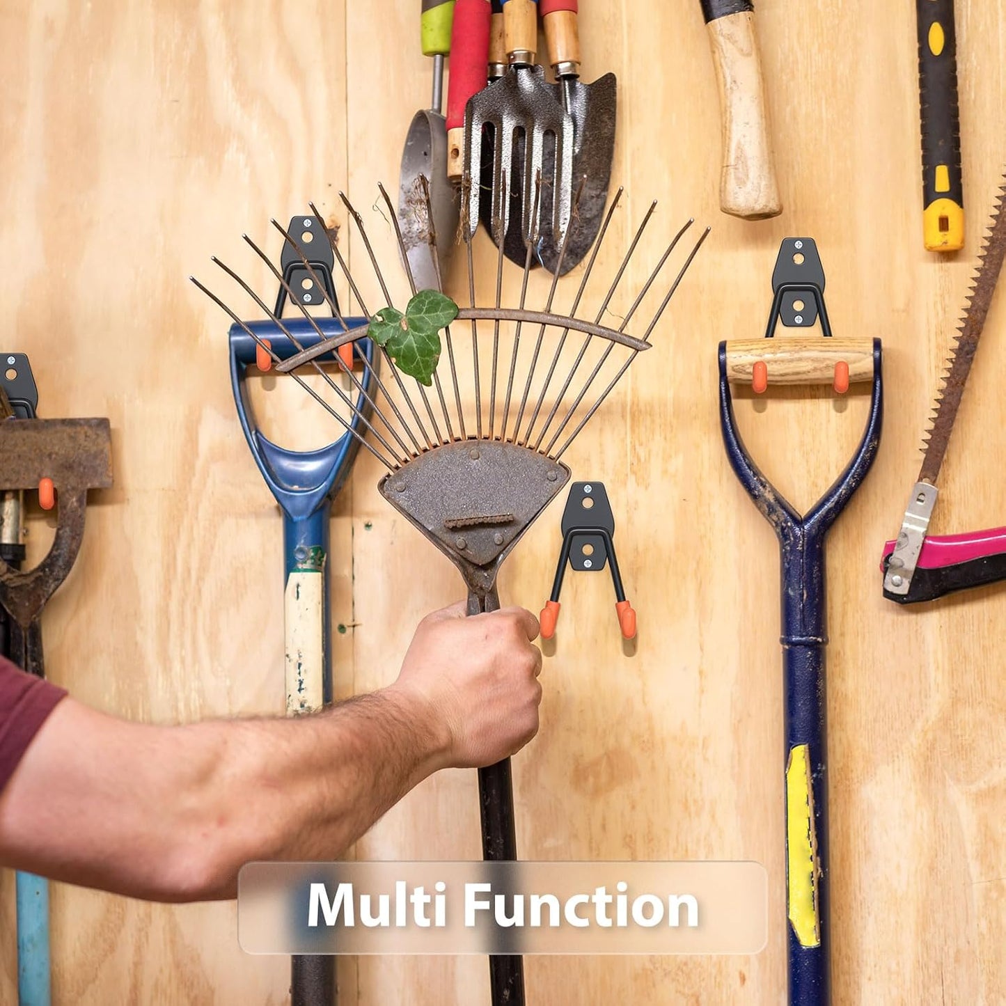 4 Pack 4.5x2.75 Inch Utility Steel Wall Mount Heavy Duty Garage Hooks with Anti-Slip Coating,Storage More Yard,Garden and Power Tools and for Hanging Hose,Ladder and Bike