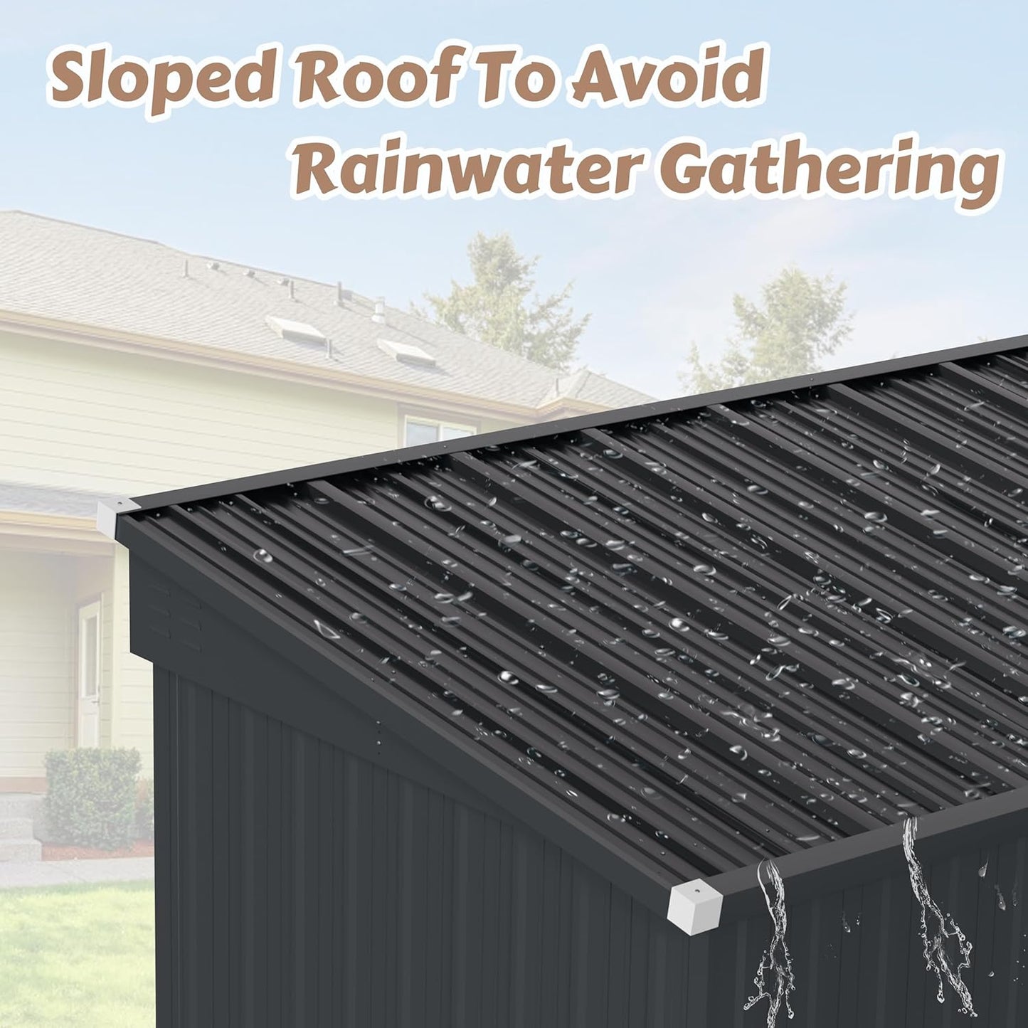 VEIKOU Metal Storage Shed, 6x10FT Outdoor Storage Shed with Sloped Galvanized Steel Roof, Garden Tool Storage House Metal Shed with 2 Vents & Double Door for Backyard Outdoor Patio