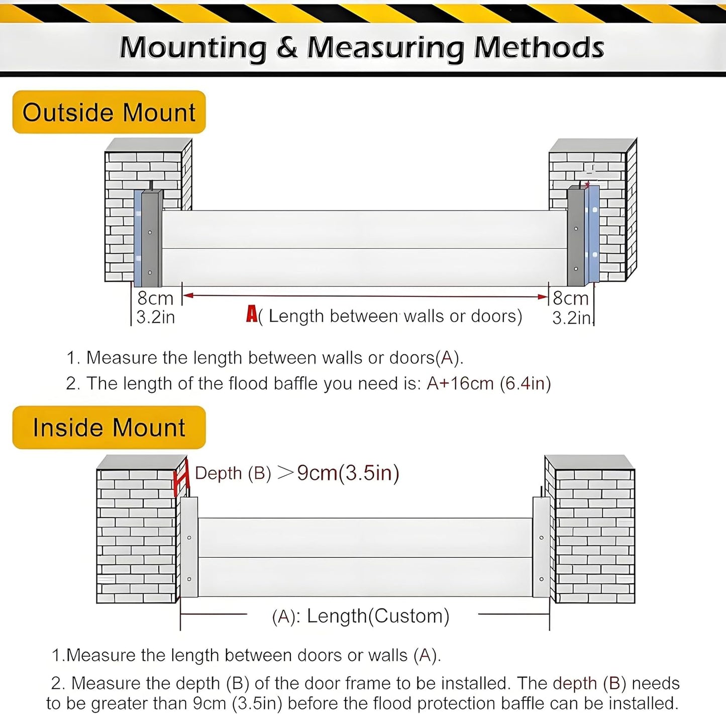 Flood Barriers for Home Exterior,Aluminum Alloy Outdoor Garage Doors Water Barriers for Flooding(H23.6Inch,L10FT)