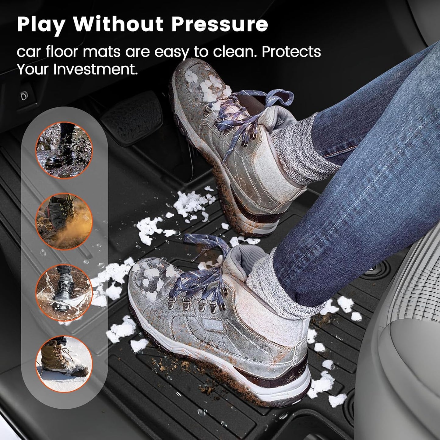 KMF Floor Mats for 2025 2026 Chevrolet/Chevy Equinox (Not EV) Accessories GMC Terrain, All Weather TPE Waterproof Car Floor Liners Front & Rear 2 Row, Custom Fit Anti-Slip Deep Grooves Car Mats