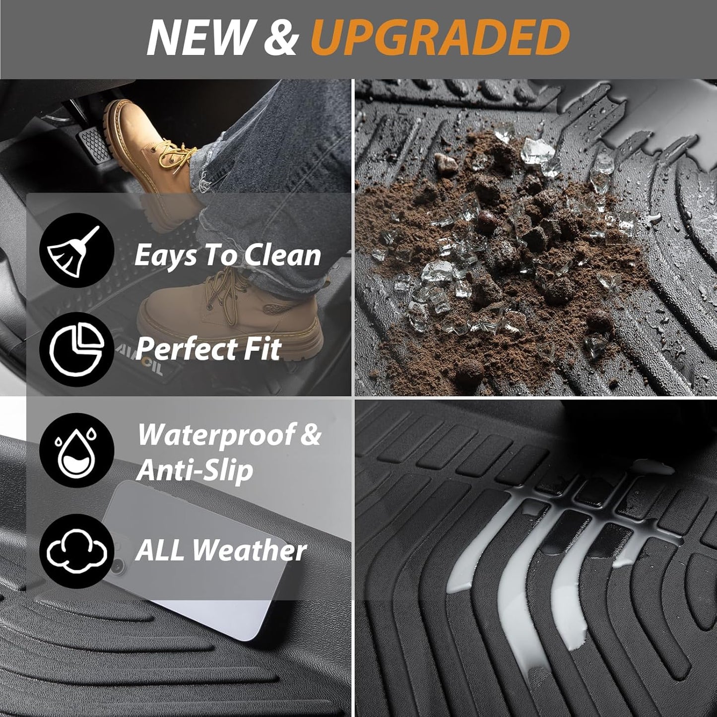 AIPOIL® Floor Mats & Cargo Liner Set for 2019-2025 Infinit QX50 & 2022-2025 Infinit QX55 All Weather Protection TPE Anti-Slip Automotive Full Set Custom Car Mats Accessories - Black