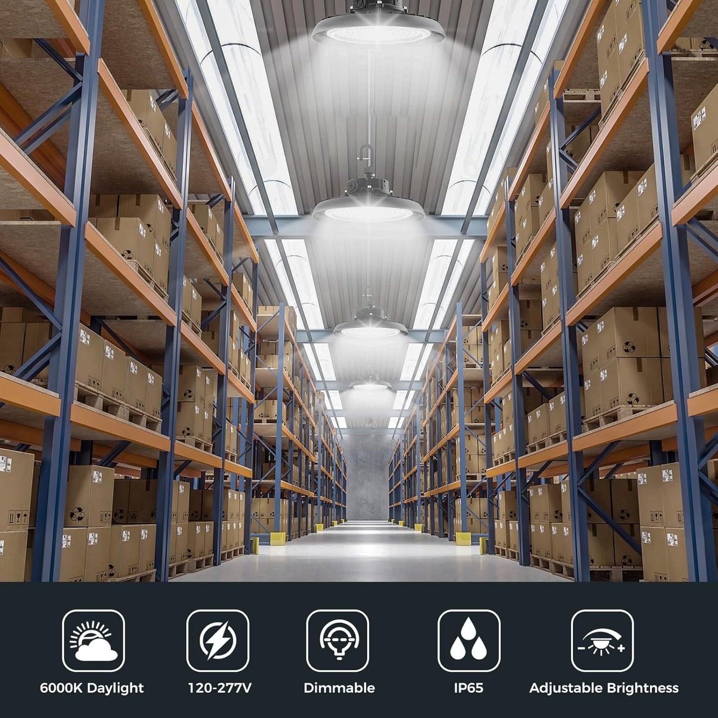 High Bay Lights LED UFO Light 240W LED Shop Lights 6000K IP65 Commercial Bay Lighting Fixture 43200 LM Super Bright, 5ft Cable Plug & Play for Warehouse Factory Garage Workshop Barn 24 Pack